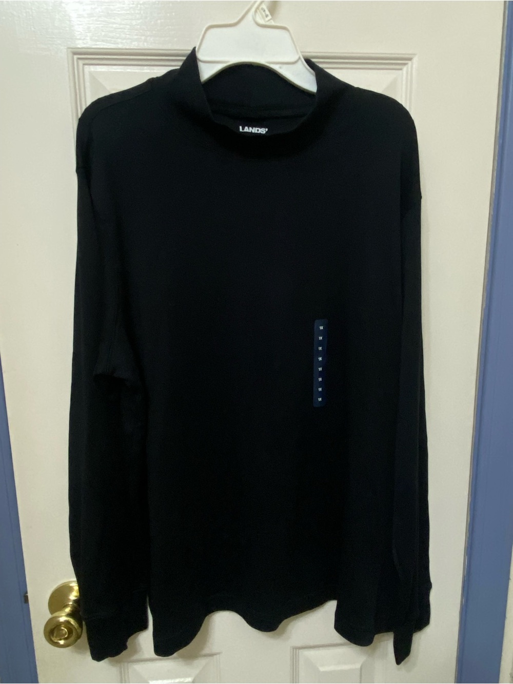 NWT—LANDS’ END Women's Black Long-Sleeve Mock Turtleneck Shirt, Size 1X